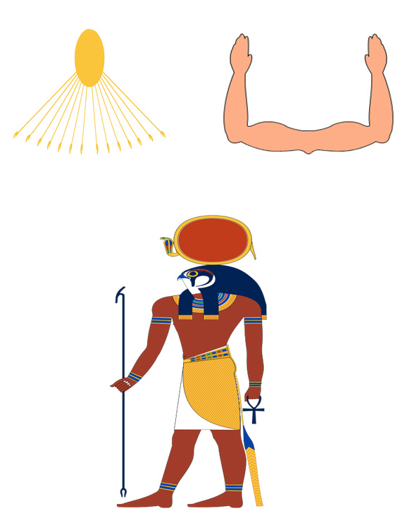 ღმერთების ატუნის, კას და რას მხატვრული გამოსახულება — ძველი ეგვიპტე